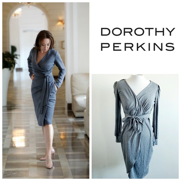 DOROTHY PERKINS tie waist wrap dress - Picture 1 of 8